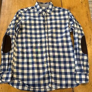 Massimo Dutti Navy and White Checkered Shirt